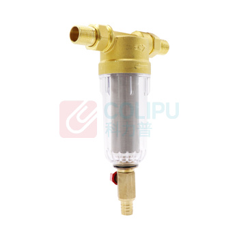 奥华 AOHUA 前置式过滤器净水阀家用净水器铜直冲过滤器 DN15(1/2寸 4分) 黄铜