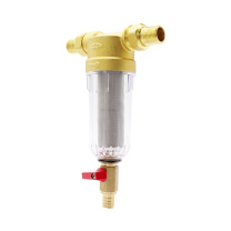 奥华 AOHUA 前置式过滤器净水阀家用净水器铜直冲过滤器 DN15(1/2寸 4分) 黄铜
