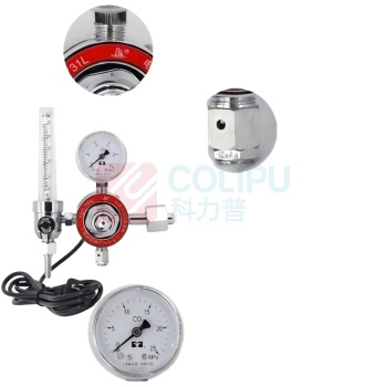 上减 二氧化碳减压器 YQT-731LR 220V 25L/min×25MPa 输入螺纹G5/8 输出螺纹M16×1.5 不包含第三方检定