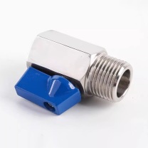 双恒 迷你球阀 耐压6.3MPa 内外丝G1/4(一侧内丝 一侧外丝) 蓝色单侧把手 316不锈钢