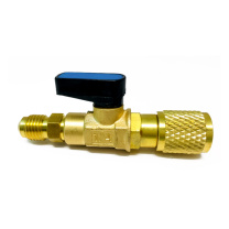 卓炫 冷媒加液球阀开关 1/4双英制 铜头 长度约100mm 两端均为1/4双英制螺纹 阀体主体长度约40mm 耐压5.0MPa
