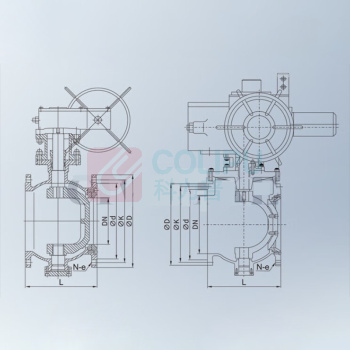 加能 CF8不锈钢硬密封偏心半球阀 PQ340W-16P-DN350 每只球阀带金属缠绕垫垫6个 上装式 L:430mm 12孔运费另议