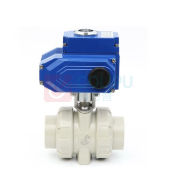 润宏工品 P电动球阀 PPR电动双活接球阀电动排水阀 DN80(φ90) 一个 (白蓝色)