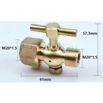 金恒 旋塞阀 M20x1.5 内外丝三通阀 (铜色)