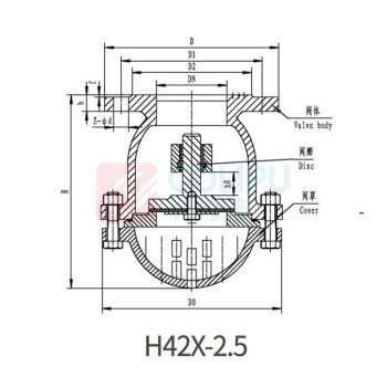 远大阀门 法兰截止阀 铸铁法兰底阀H42X-2.5,DN80