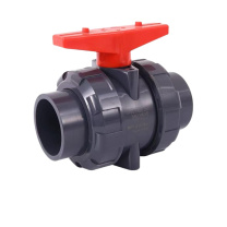 三佑 双活接球阀 DN40 50mm UPVC给排水管配件 阀门开关 【国标化工级/EPDM密封】 隔离光线耐酸碱 (深灰色)