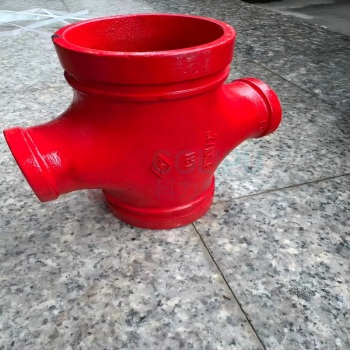铸固 ZHUGU 沟槽式异径四通 DN80×40 卡箍-丝扣