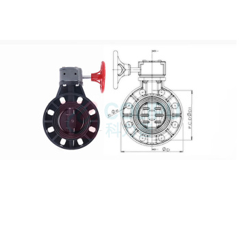 三佑 UPVC阀门开关 给排水管法兰对夹涡轮蝶阀 DN350 【14寸蝶阀 / EPDM密封】国标化工级 (深灰色) 起订量1发货