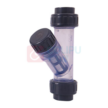 三佑 upvc给排水管配件 透明Y型过滤器40 双活接 DN32【60目滤网 /管道杂质过滤】 化工级 (深灰色) 起订量1发货