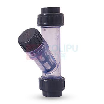 三佑 upvc给排水管配件 透明Y型过滤器63 双活接 DN50 【60目滤网 /管道杂质过滤】 化工级 (深灰色) 起订量1发货