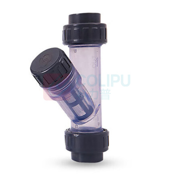三佑 upvc给排水管配件 透明Y型过滤器75 双活接 DN65 【60目滤网 /管道杂质过滤】 化工级 (深灰色) 起订量1发货