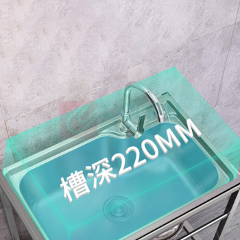 逸达尚 厨房洗菜盆304不锈钢洗手盆洗碗池水槽 58*43 201钢 冷热龙头款