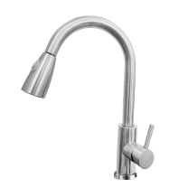 安赛瑞 304不锈钢抽拉水龙头 450169 冷热可旋转 直径15mm 配60cm不锈钢编织软管
