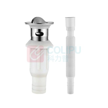 安赛瑞 不锈钢面盆下水器 450289 不锈钢主体+ABS下水引管 φ60x170x30mm 翻板带溢水孔+排水管