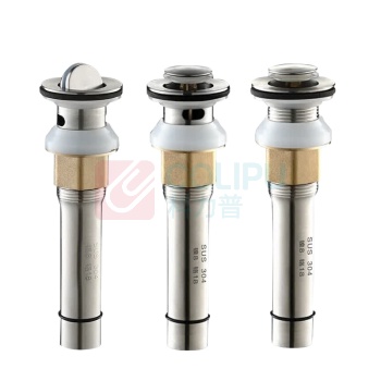 安赛瑞 不锈钢面盆下水器 450288 304不锈钢 φ60x170x30mm 弹跳(有溢水孔)