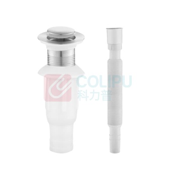 安赛瑞 不锈钢面盆下水器 450292 不锈钢主体+ABS下水引管 φ60x155x30mm 弹跳不带溢水孔+排水管