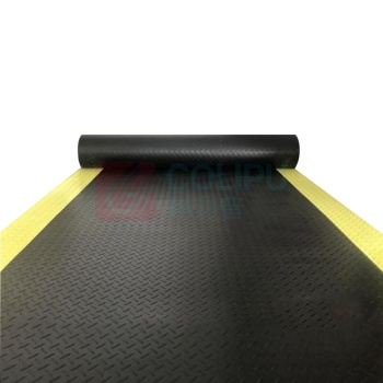 安赛瑞 警示边钢板纹地垫 710951 1.2×5m PVC 警示边:10cm 厚度约2mm (黑色)