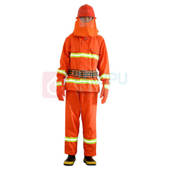 谋福 97款消防防护服套装 8513 XL号(175-180)含手套腰带靴子头盔 (橘红)