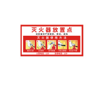 爱墨绘 灭火器放置点标牌使用方法消防背胶标签贴警示牌 30cm*15cm 5片装