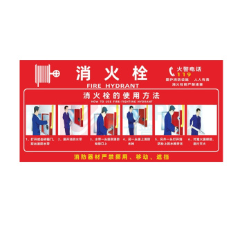 安赛瑞 PVC消防器材标识贴 消火栓使用方法 EA100428 150×300mm PVC 1张