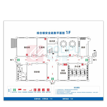 其实奇 消防安全标识-消防疏散标识-消防疏散示意图-亚克力uv覆膜 QSQ-BS-TY-260222 300*500mm*1块