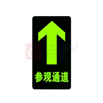 智探政物 夜光地贴荧光消防安全通道地贴应急疏散反光提示牌 参观通道 直行 15*30cm