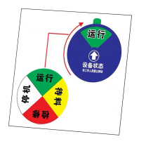 嘉辽 警告标识牌 4状态B,运行-待料-检修-停机;盒式设备状态牌(圆形) EBS2568 100mm