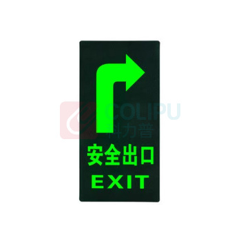 罗德力 PVC荧光标识夜光地贴墙贴 145*295mm 安全出口向右 (黑绿色) 50张/组