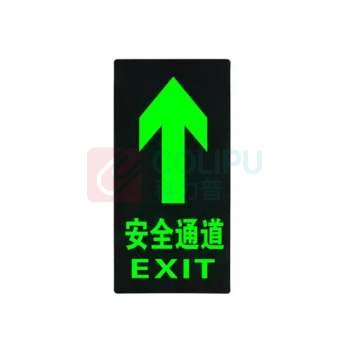 罗德力 PVC荧光标识夜光地贴墙贴 145*295mm 安全通道直行 (黑绿色) 50张/组