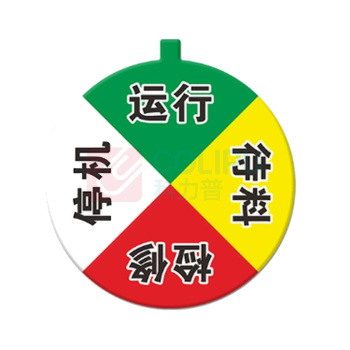 罗德力 亚克力设备状态标识牌 直径6cm 4区状态(运行+待料+检修+停机)