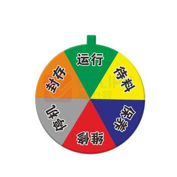 罗德力 亚克力设备状态标识牌 直径6cm 6区状态(运行+待料+保养+维修+停机+封存)