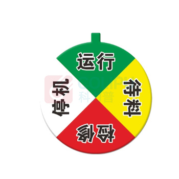 罗德力 亚克力设备状态标识牌 直径15cm 4区状态(运行+待料+检修+停机)