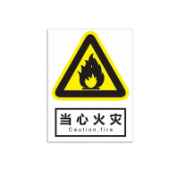 罗德力 安全警示标牌 不干胶安全标识 20x30cm 当心火灾