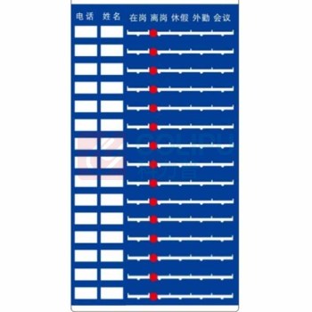 玉梁成 优化管理 岗位牌人员去向牌亚克力 15人版 36*69cm 