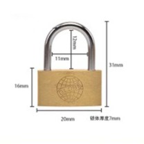 地球牌 纯铜挂锁薄型 HL401B(20mm) 短梁单开 