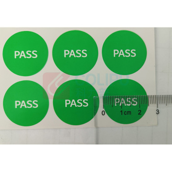 也特 圆形PASS环保不干胶标签贴纸易碎标签贴纸 25mm 白字绿底 100个/张