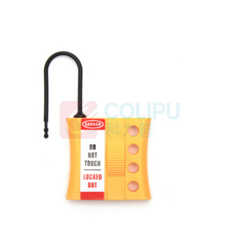 博士 工业安全4孔绝缘搭扣锁尼龙塑料3/6MM锁钩扩锁器安全锁具 BD-K46 61*107 (黄色)