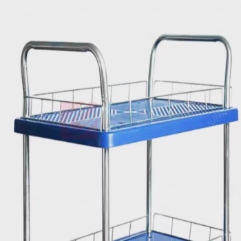 比斯克 全静音双扶手双层平板车手推车 60*90cm 承重300KG (蓝色)