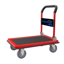 顺和 折叠手推车 90*60cm 承重1000斤 (黑红载) 【5寸橡胶轻音轮】