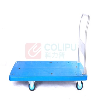 连和 固定式扶手单层平板车 PLA400 1355*650*890MM (蓝色) 尼龙支架天然橡胶轮 承重:400KG