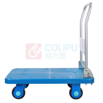 连和 固定式扶手单层平板车 PLA400 1355*650*890MM (蓝色) 尼龙支架天然橡胶轮 承重:400KG