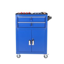 元汗 两抽移动工具柜推车 1mm加厚二斗抽屉式带锁矮柜 KC-C-009 有轮630*400*820 定制