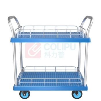 智探政物 双层小推车平板搬运车 90*60*95cm 蜂窝双层车大号