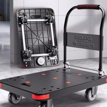 德力西 DELIXI 小推车 90*60*88cm 5寸TPR静音耐磨轮 安全承重600斤 仓库搬运平板车家用便携折叠手推车