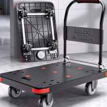 德力西 DELIXI 小推车仓库搬运平板车家用便携折叠手推车 90*60*88cm 5寸TPR静音耐磨轮 刹车轮-安全承重800斤