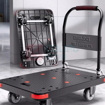 德力西 DELIXI 小推车仓库搬运平板车家用便携折叠手推车 90*60*88cm 5寸TPR静音耐磨轮 安全承重800斤
