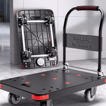 德力西 DELIXI 小推车仓库搬运平板车家用便携折叠手推车 90*60*88cm 5寸TPR静音耐磨轮 安全承重800斤