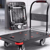 德力西 DELIXI 小推车仓库搬运平板车家用便携折叠手推车 90*60*88cm 5寸TPR静音耐磨轮 刹车轮-安全承重600斤