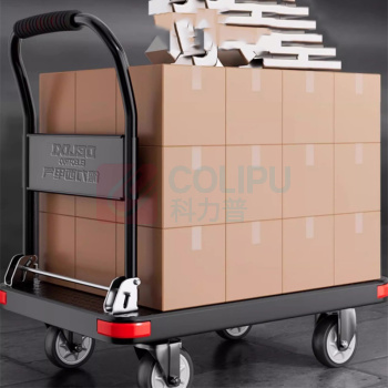 德力西 DELIXI 小推车仓库搬运平板车家用便携折叠手推车 90*60*88cm 5寸TPR静音耐磨轮 刹车轮-安全承重600斤