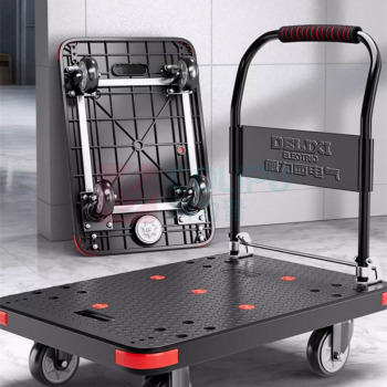 德力西 DELIXI 小推车仓库搬运平板车家用便携折叠手推车 110*65*88cm 刹车轮-安全承重1200斤 5寸TPR静音耐磨轮